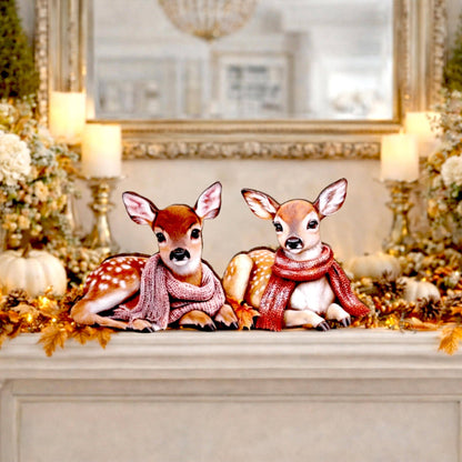 Baby Deer Shelf Sitters – Autumn Woodland Home Decor, Add Personalized Names