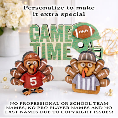 Football Turkey Shelf Sitter Set – Personalized Jersey, Game Time Decor