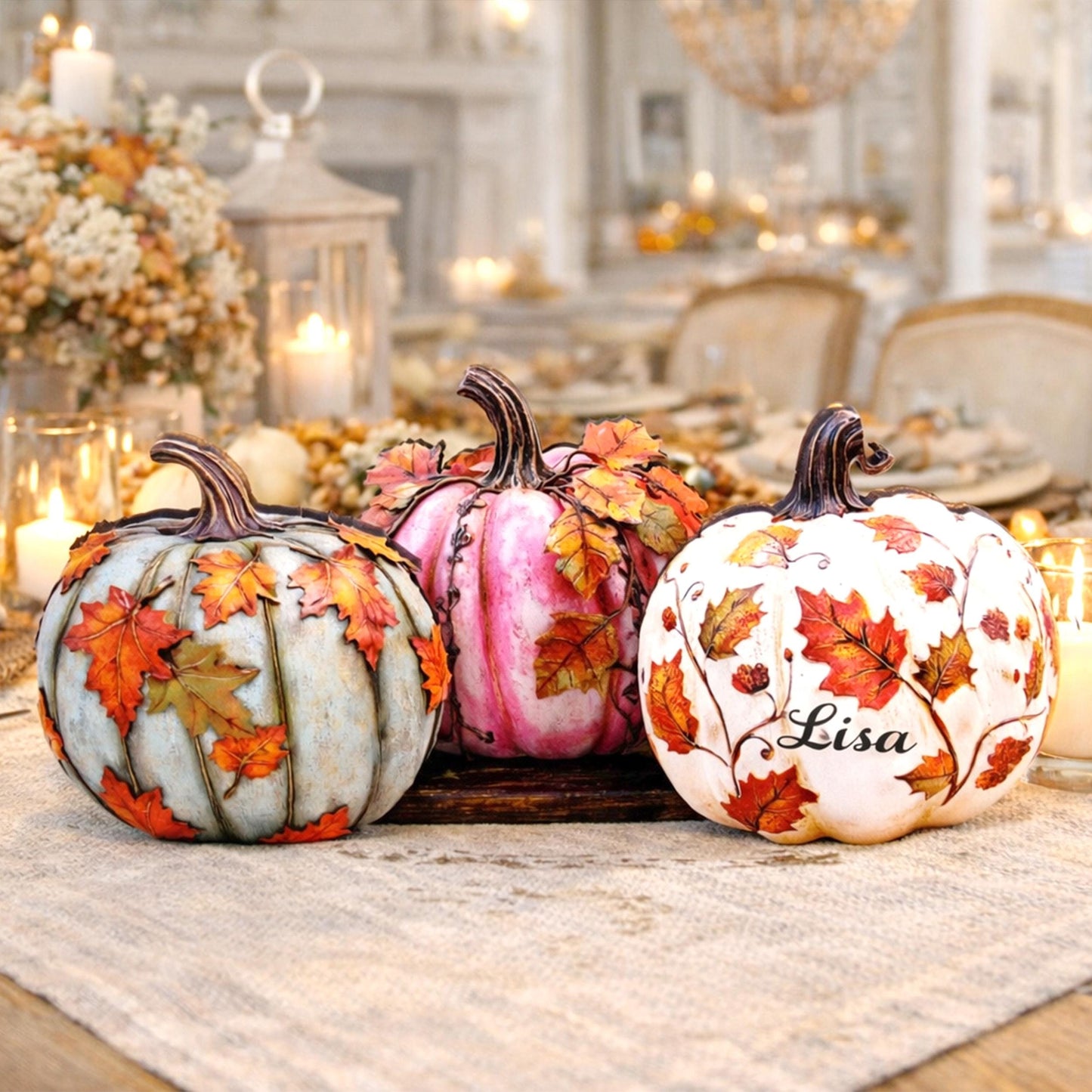 Personalized Fall Pumpkin Shelf Sitters – Poplar Wood, Set of 3