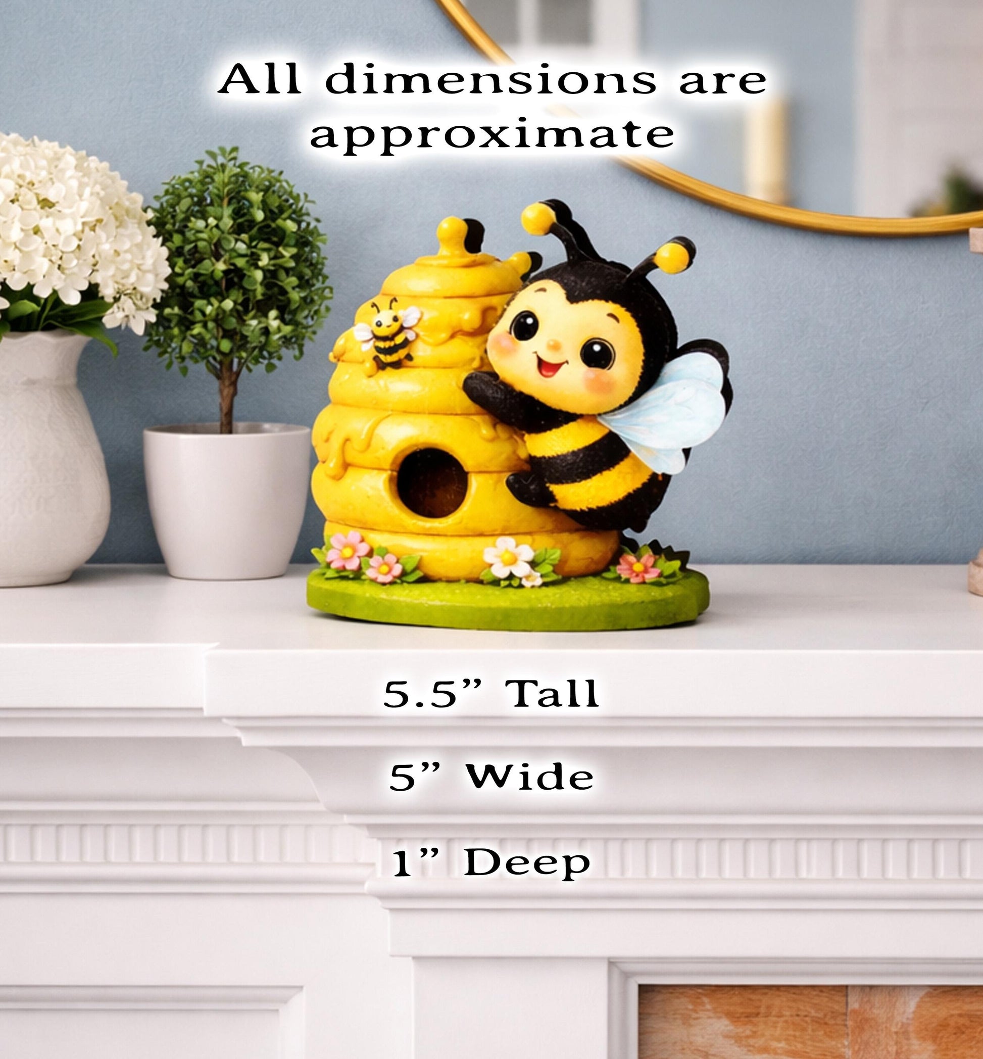Personalized Multi-Layered Bee and Beehive Shelf Sitter – Custom Name Kids Room Decor – Nursery Shelf Sign, Mantel & Tiered Tray Decor