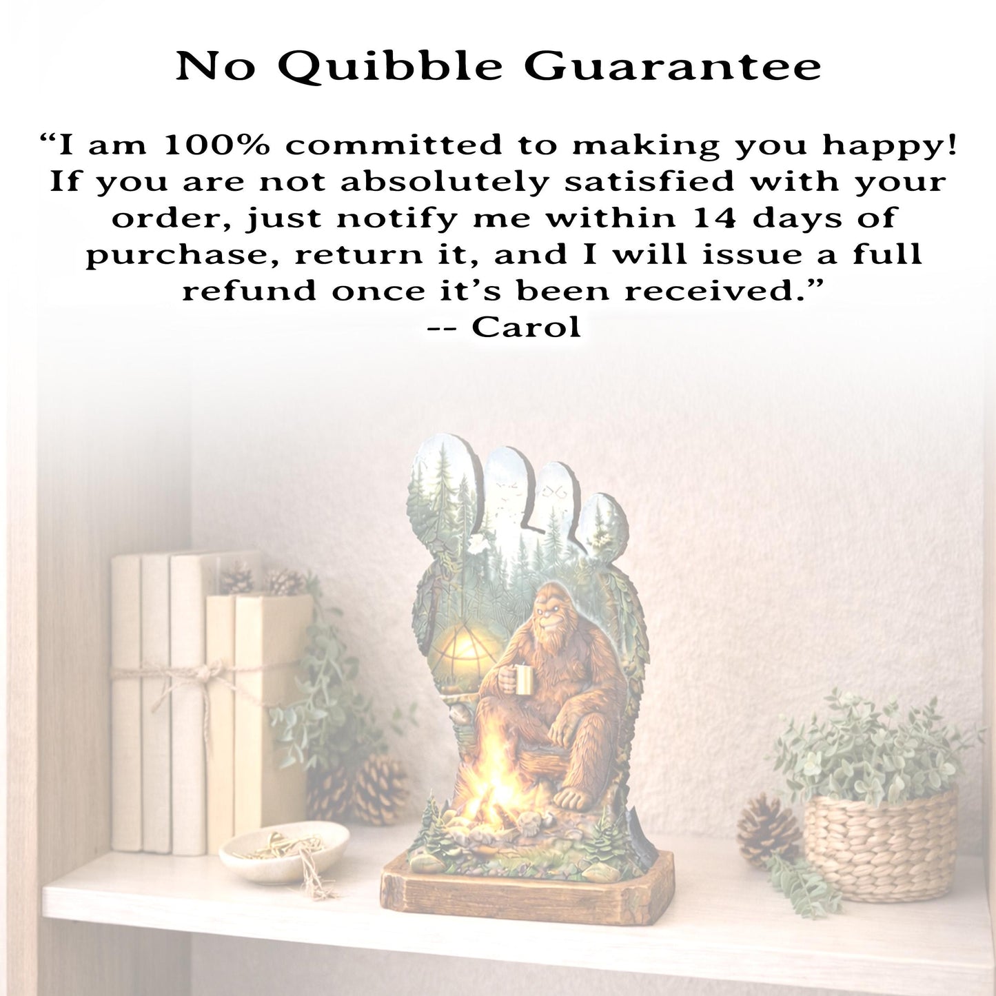 Personalized Multi-Layer Bigfoot Campfire Shelf Sitter – Sasquatch Cabin Decor – Custom Name, Wooden Bigfoot Mantel & Tiered Tray Decor