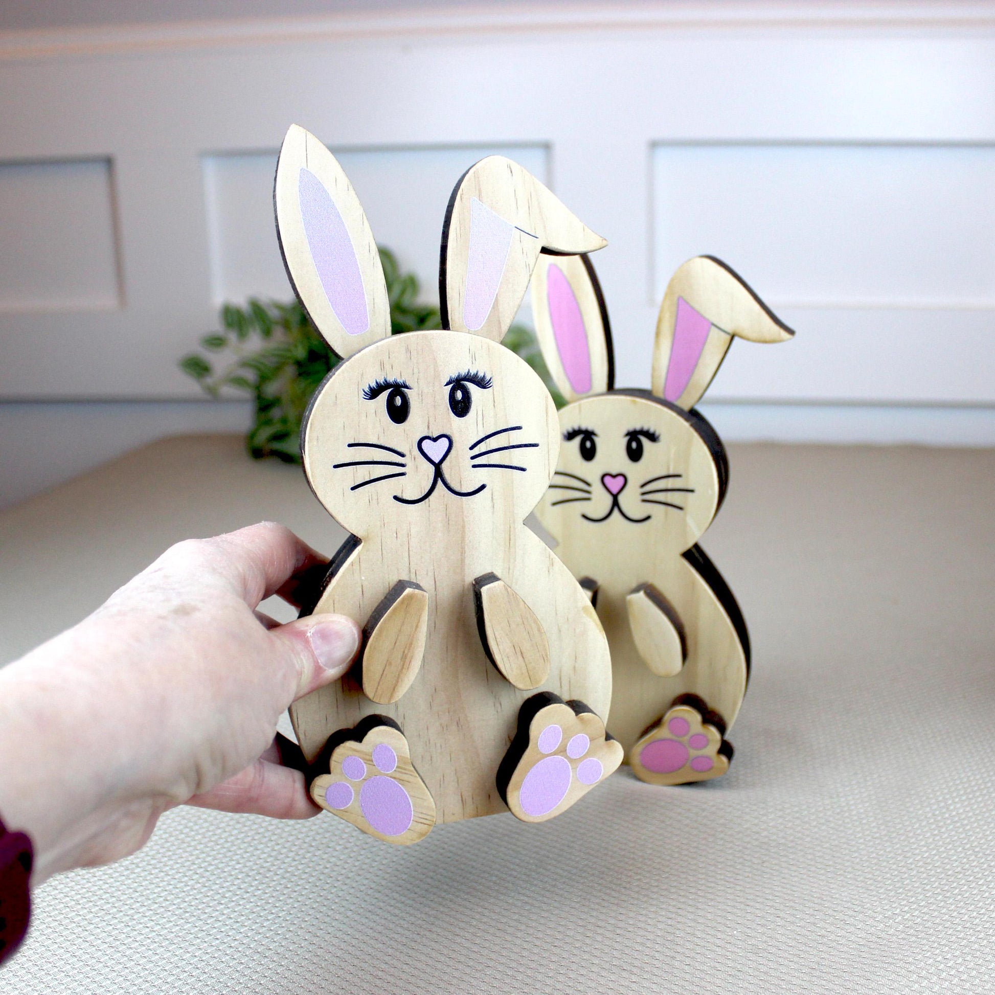 Personalized Woodland Bunny Shelf Sitter Set – Boy & Girl Multi-Layer Wood Decor – Nursery/Kids Room