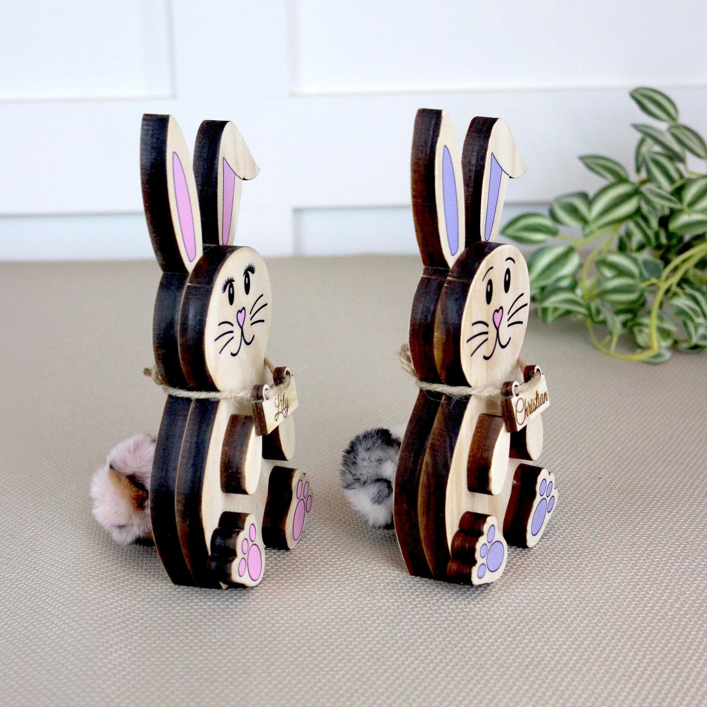 Personalized Woodland Bunny Shelf Sitter Set – Boy & Girl Multi-Layer Wood Decor – Nursery/Kids Room