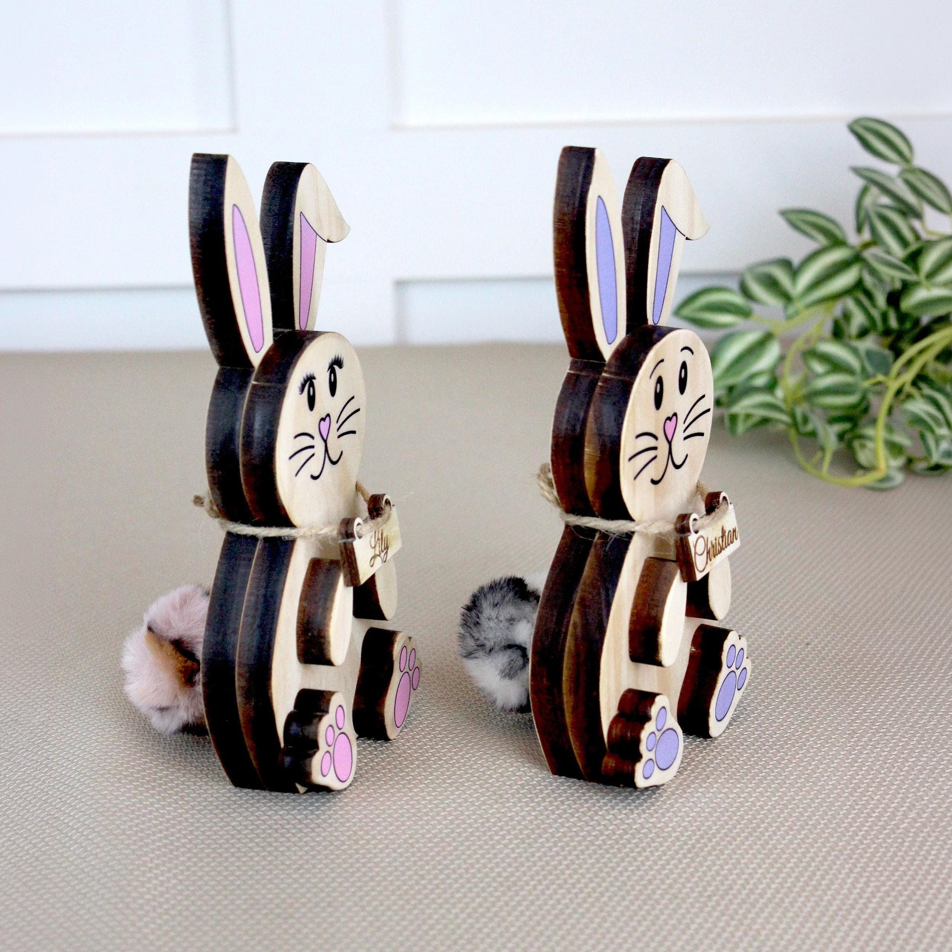 Personalized Woodland Bunny Shelf Sitter Set – Boy & Girl Multi-Layer Wood Decor – Nursery/Kids Room