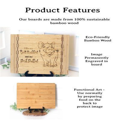 BBQ Pig Cutting Board, BBQ Cutting Board, Pig Lover Gifts, Housewarming, I like my butt rubbed and my pork pulled, Wooden Easel Included