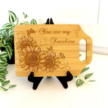 Sunflower and Butterflies Kitchen Decor, Personalized Bamboo Cutting Board, Wooden Cheese Board, great Environmentally Friendly Gifts