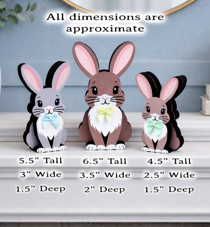 Personalized Woodland Bunny Shelf Sitter Set of 3 – Multi-Layer Wood Decor – Nursery/Kids Room