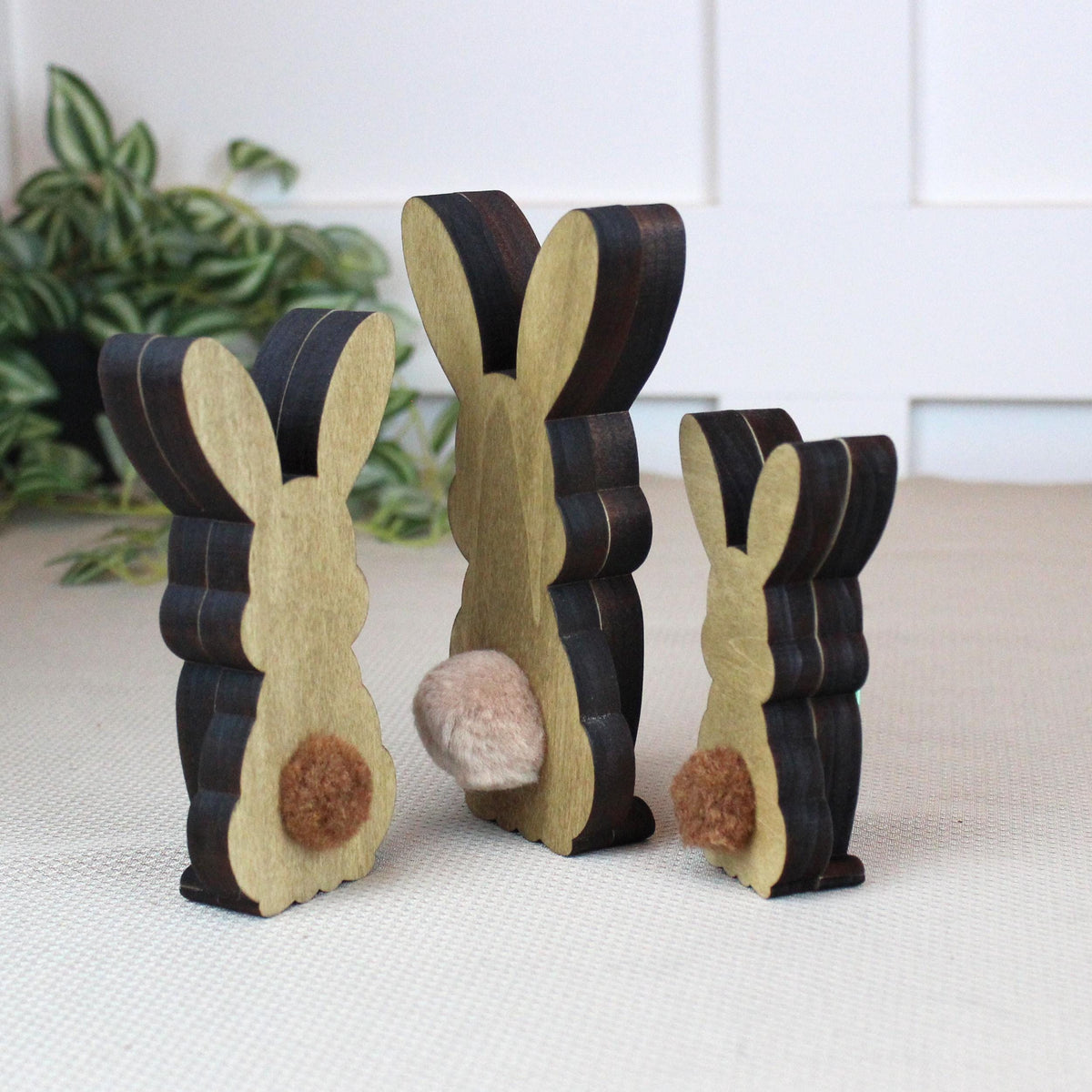 Personalized Woodland Bunny Shelf Sitter Set of 3 – Multi-Layer Wood Decor – Nursery/Kids Room