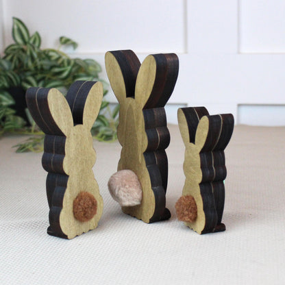 Personalized Woodland Bunny Shelf Sitter Set of 3 – Multi-Layer Wood Decor – Nursery/Kids Room