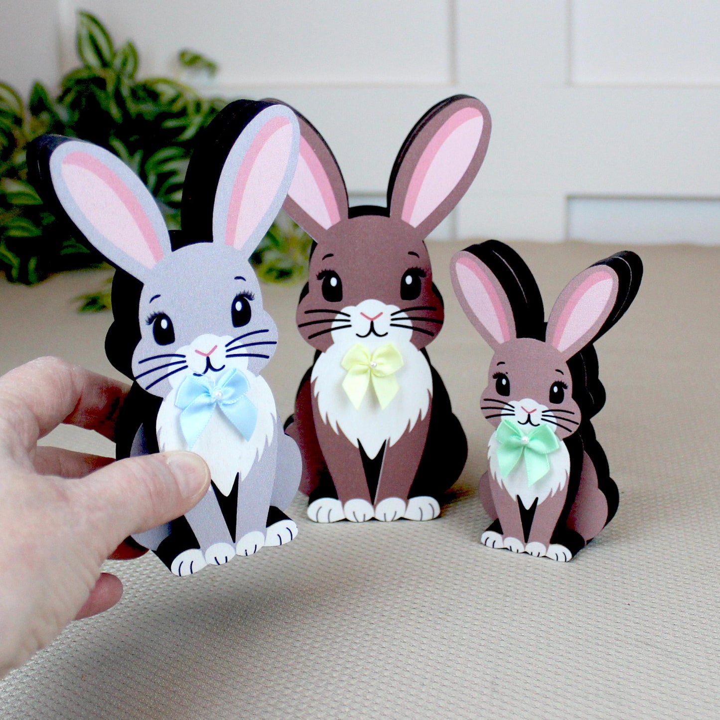 Personalized Woodland Bunny Shelf Sitter Set of 3 – Multi-Layer Wood Decor – Nursery/Kids Room