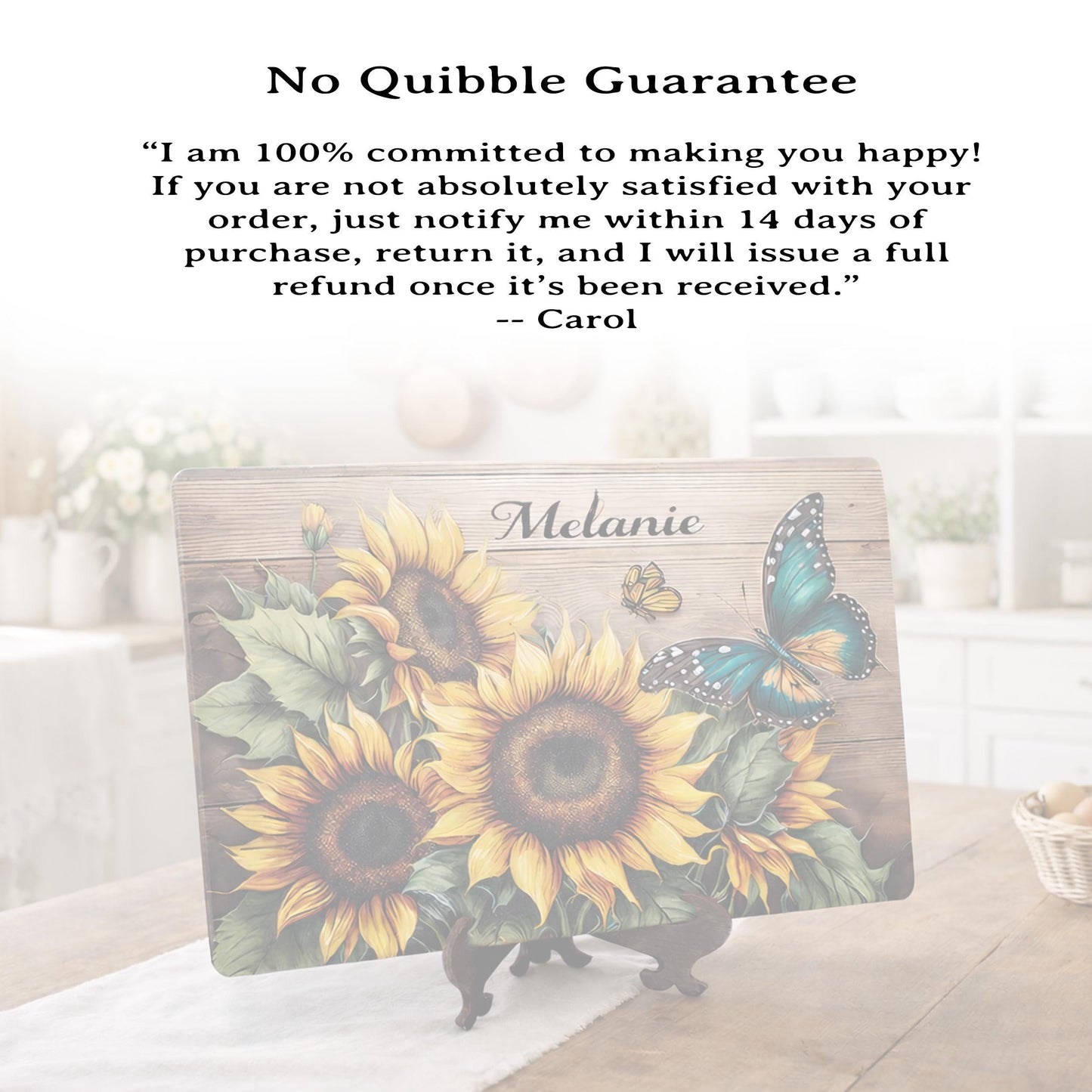 Sunflower Kitchen Decor, Sunflowers and Butterflies Brighten up your Kitchen Decor with this Environmentally Friendly Bamboo Cutting Board