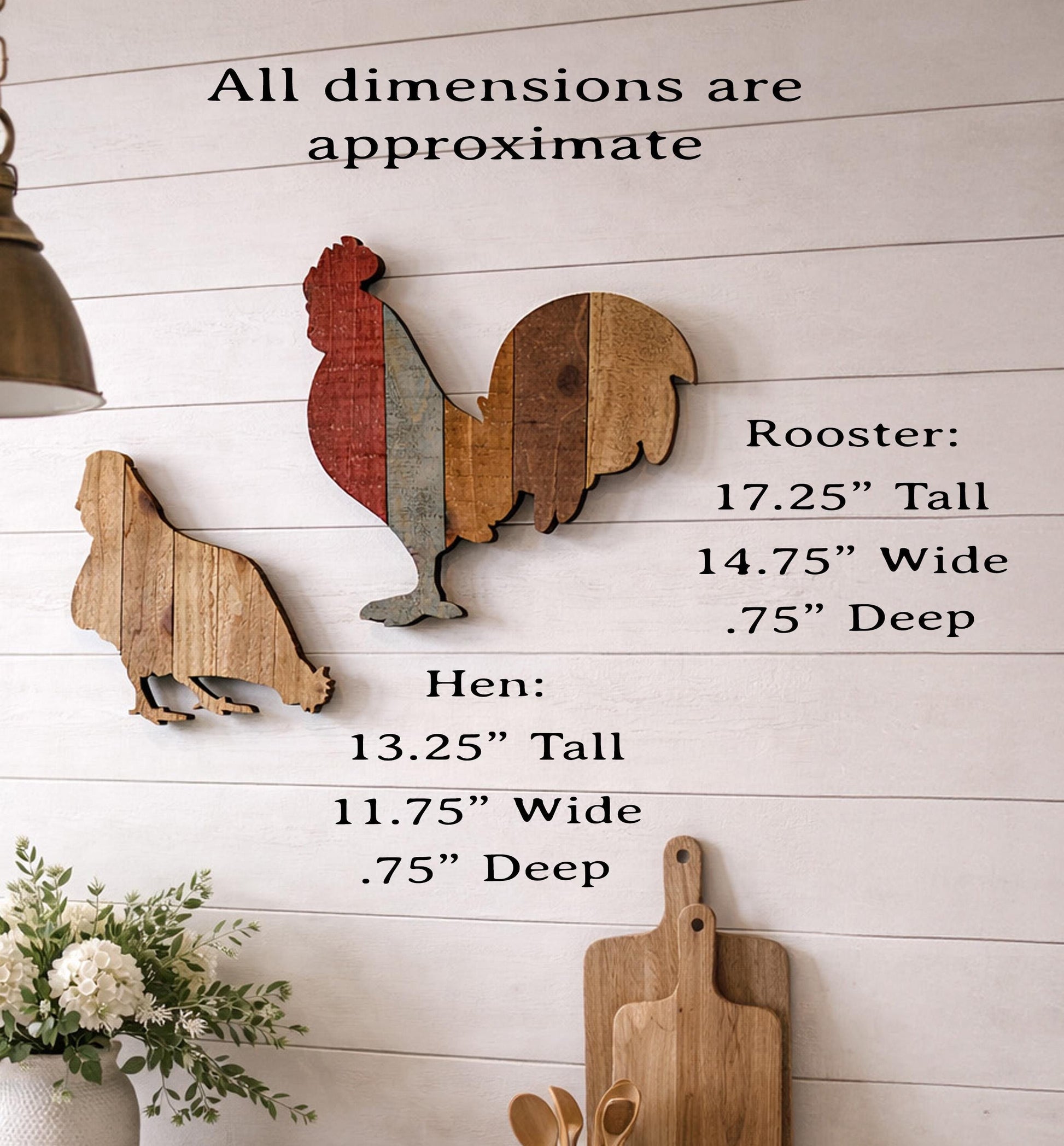 Pallet art Chicken and Rooster Wall Art, Farmhouse Chicken Decor, Rustic Wooden Hen and Rooster Wall Hanging