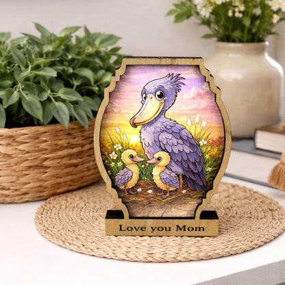 Personalized Shoebill Stork Shelf Sitter, Bird Mom Decor, Woodland Nursery Gift, Color Sketch Tabletop Sign, Nature Lover Keepsake