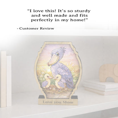 Personalized Shoebill Stork Shelf Sitter, Bird Mom Decor, Woodland Nursery Gift, Color Sketch Tabletop Sign, Nature Lover Keepsake