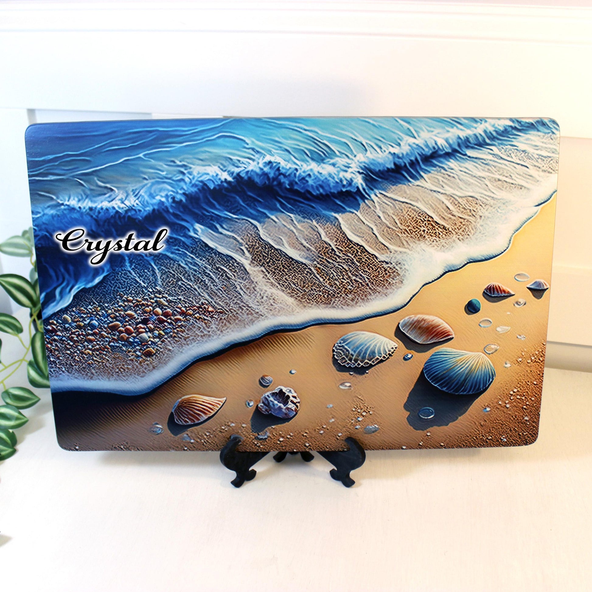 Beach and Sea Shells Brighten up your Kitchen Decor with this Environmentally Friendly Bamboo Cutting Board Decorated with UV Ink