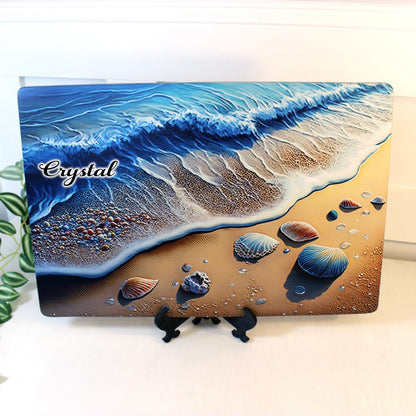 Beach and Sea Shells Brighten up your Kitchen Decor with this Environmentally Friendly Bamboo Cutting Board Decorated with UV Ink