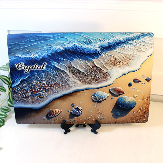 Beach and Sea Shells Brighten up your Kitchen Decor with this Environmentally Friendly Bamboo Cutting Board Decorated with UV Ink