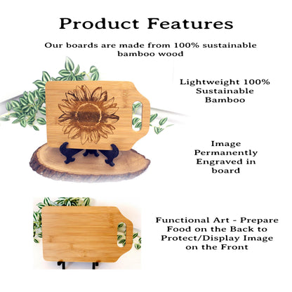 Sunflower Kitchen Decor, Personalized Bamboo Cutting Board, Wooden Cheese Board, Wooden Cutting Board, great Environmentally Friendly Gifts