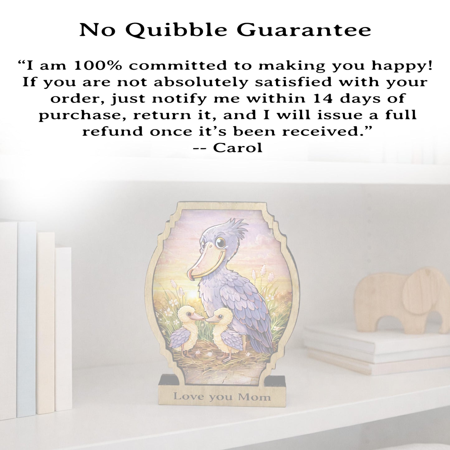 Personalized Shoebill Stork Shelf Sitter, Bird Mom Decor, Woodland Nursery Gift, Color Sketch Tabletop Sign, Nature Lover Keepsake