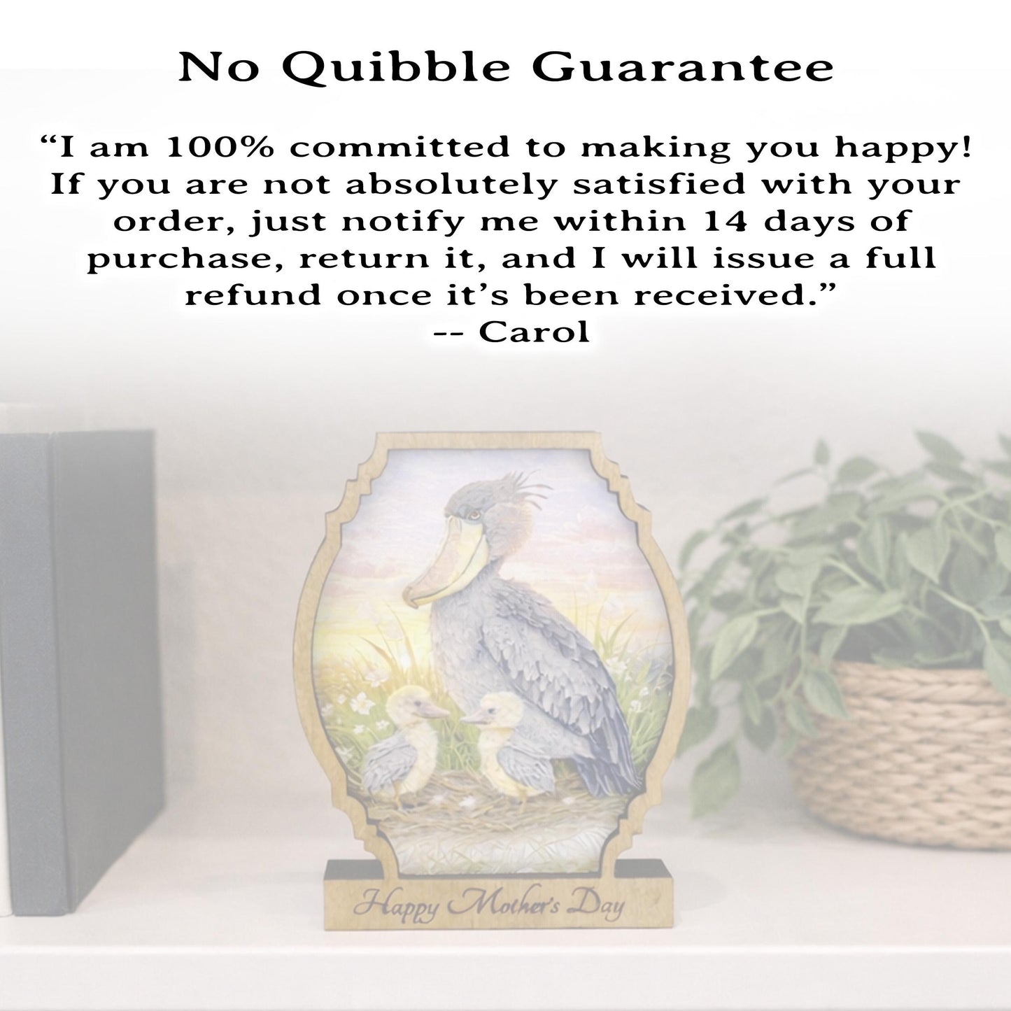 Personalized Shoebill Stork Mother’s Day Shelf Sitter, Bird Mom Gift, Painted Bird Table Decor, Nature Lover Keepsake