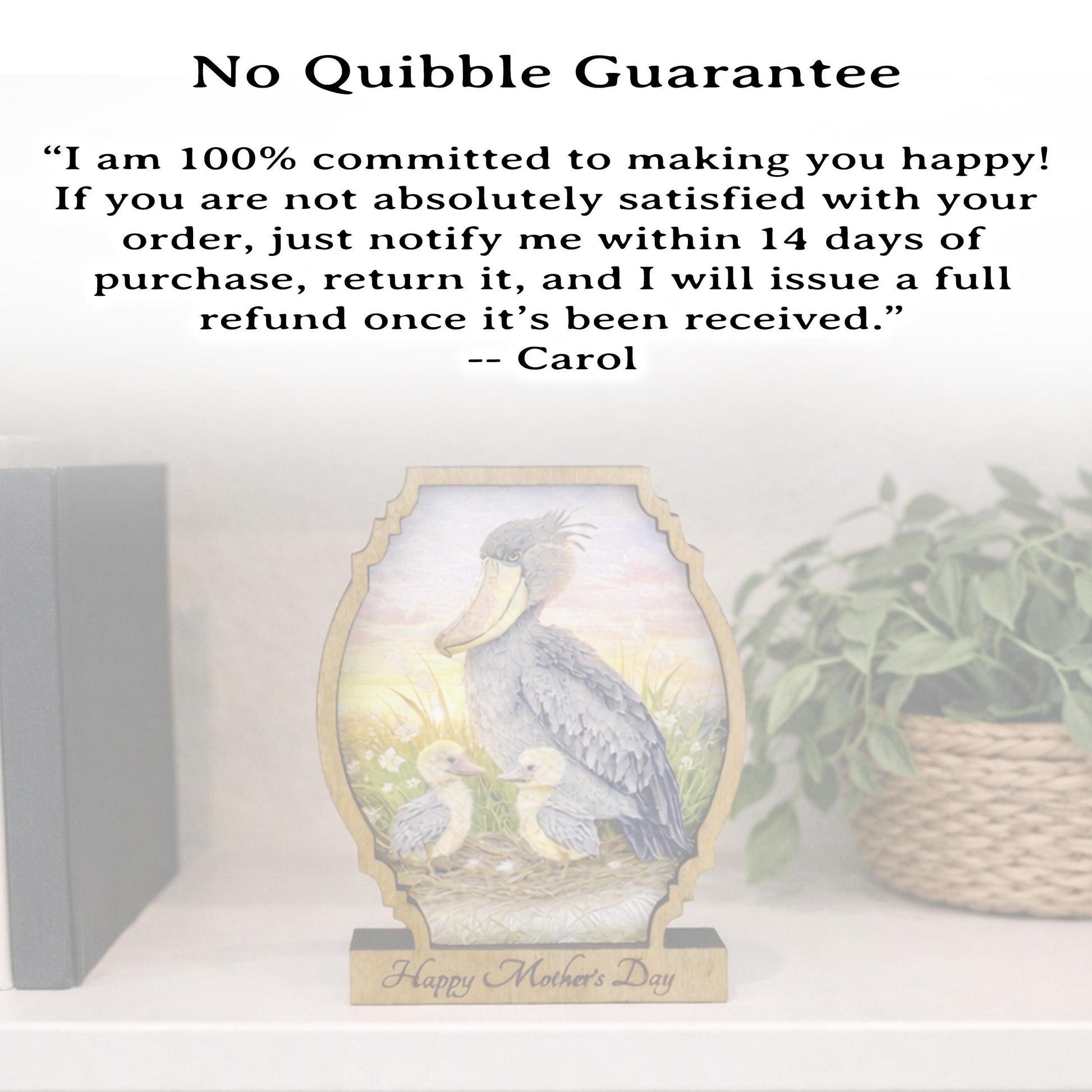 Personalized Shoebill Stork Mother’s Day Shelf Sitter, Bird Mom Gift, Painted Bird Table Decor, Nature Lover Keepsake