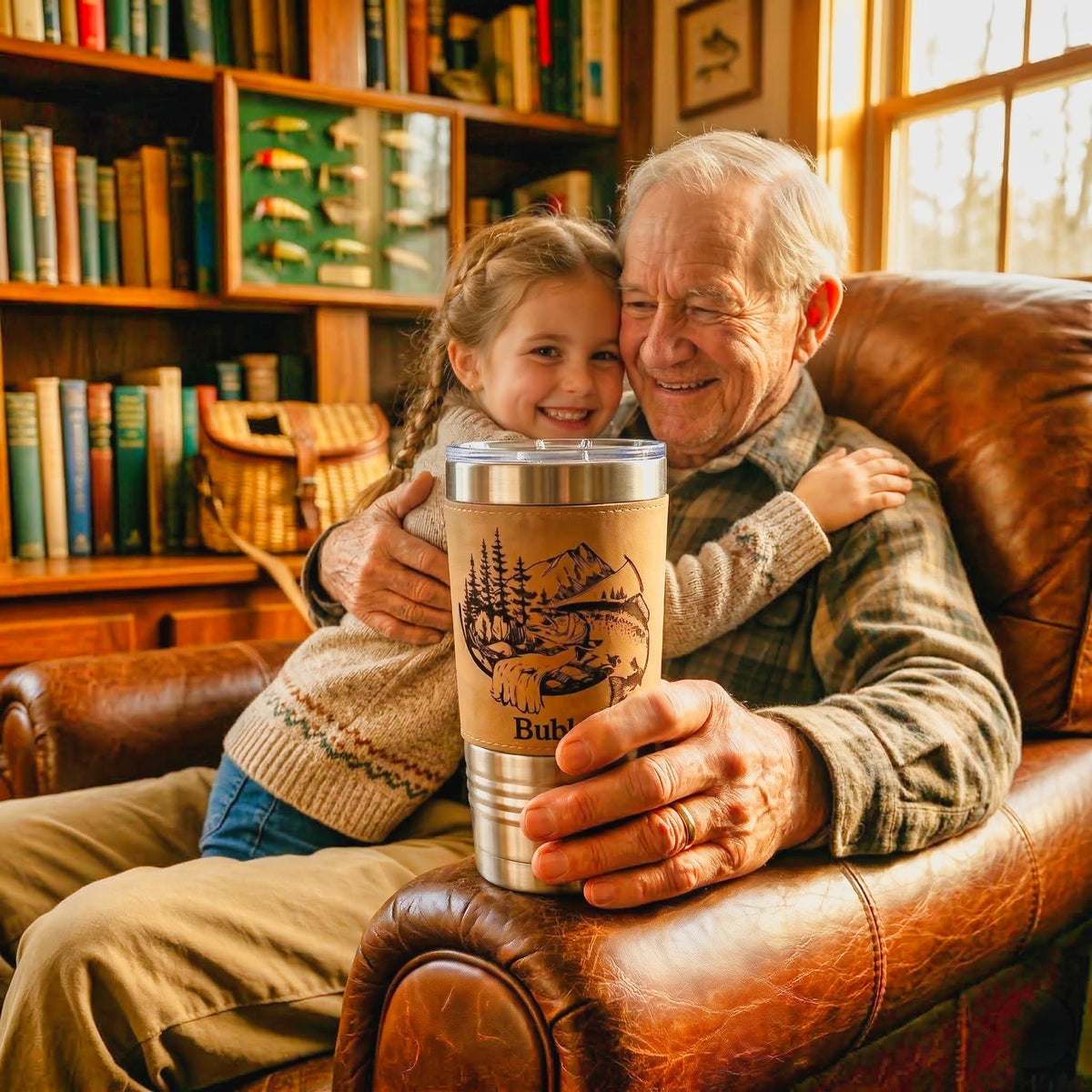 Personalized Fishing Gift for Grandpa, Custom Name Grandpa Tumbler, Rustic Fisherman Cup, Gift for Grandpa Who Fishes