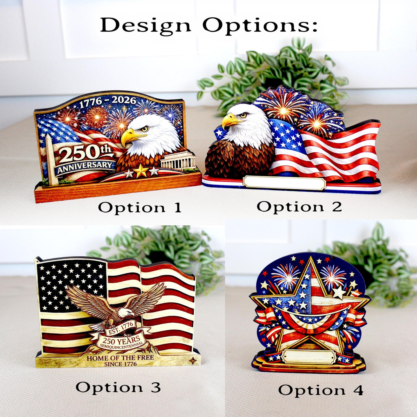 Personalized Patriotic Shelf Sitter, 250th Anniversary Decor, American Eagle Flag Decor, 1776-2026 USA Tabletop Decoration