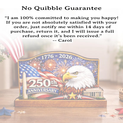 Personalized Patriotic Shelf Sitter, 250th Anniversary Decor, American Eagle Flag Decor, 1776-2026 USA Tabletop Decoration