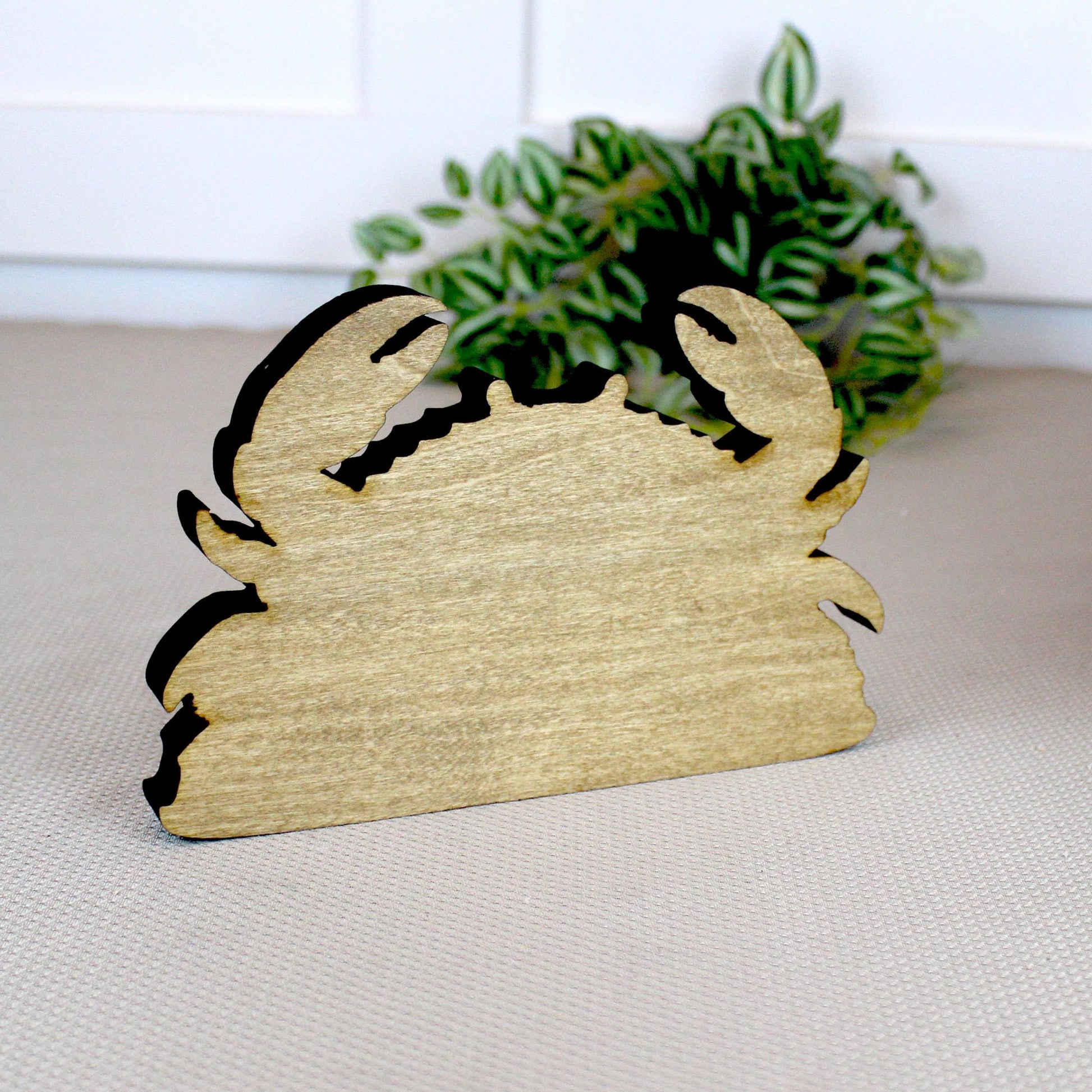 Personalized Nautical Crab Shelf Sitter, Coastal Beach Table Decor, Lighthouse Ocean Scene, Beach House Keepsake, Mantel & Tiered Tray Decor
