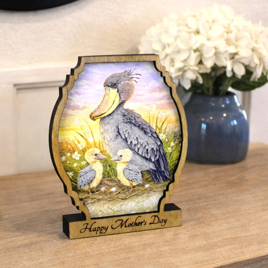 Personalized Shoebill Stork Mother’s Day Shelf Sitter, Bird Mom Gift, Painted Bird Table Decor, Nature Lover Keepsake