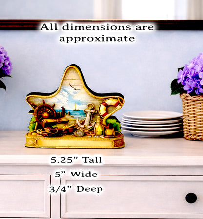 Personalized Nautical Star Shelf Sitter, Coastal Beach Decor, Starfish Tabletop Sign, Beach House Keepsake Gift, Shelf & Mantle Decor