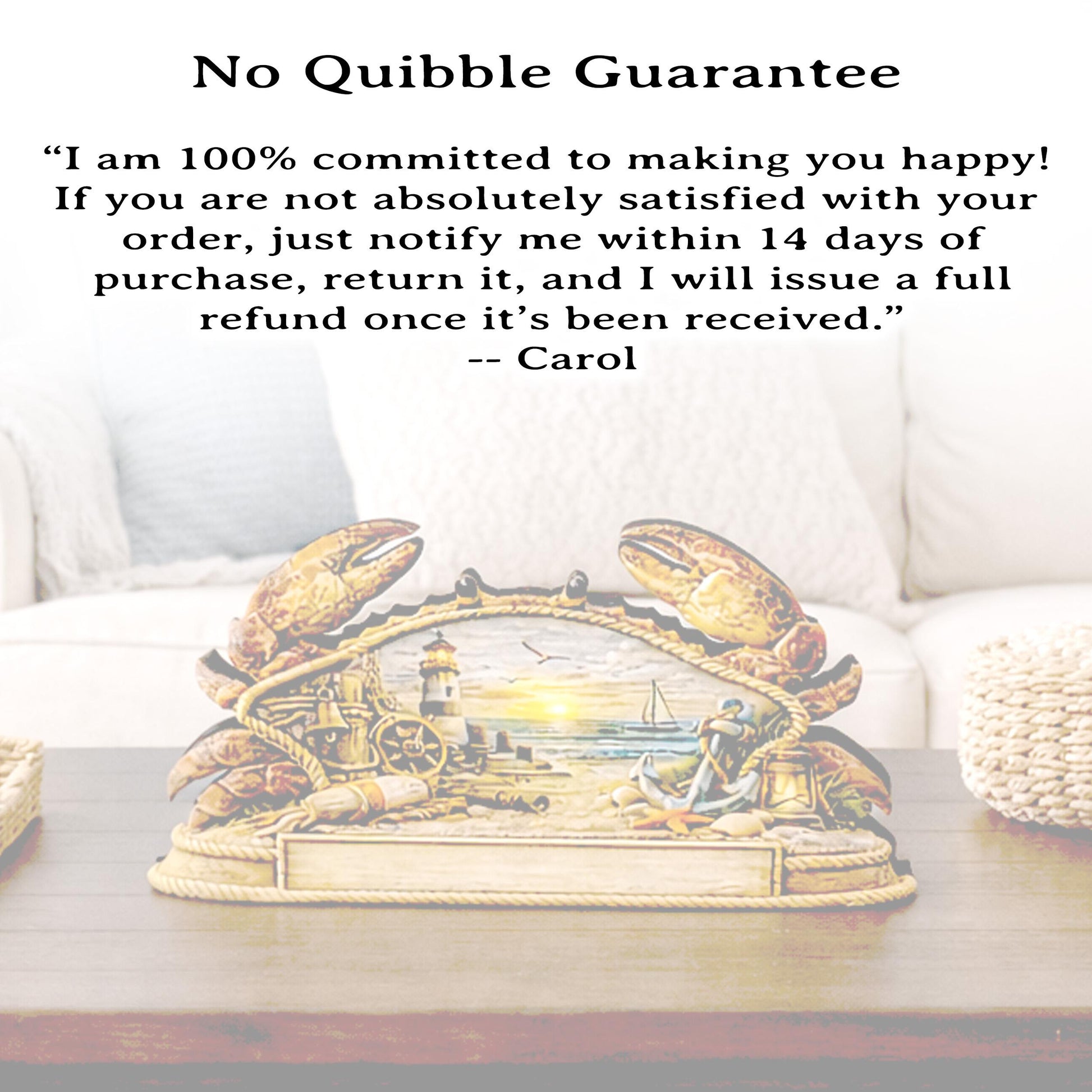 Personalized Nautical Crab Shelf Sitter, Coastal Beach Table Decor, Lighthouse Ocean Scene, Beach House Keepsake, Mantel & Tiered Tray Decor