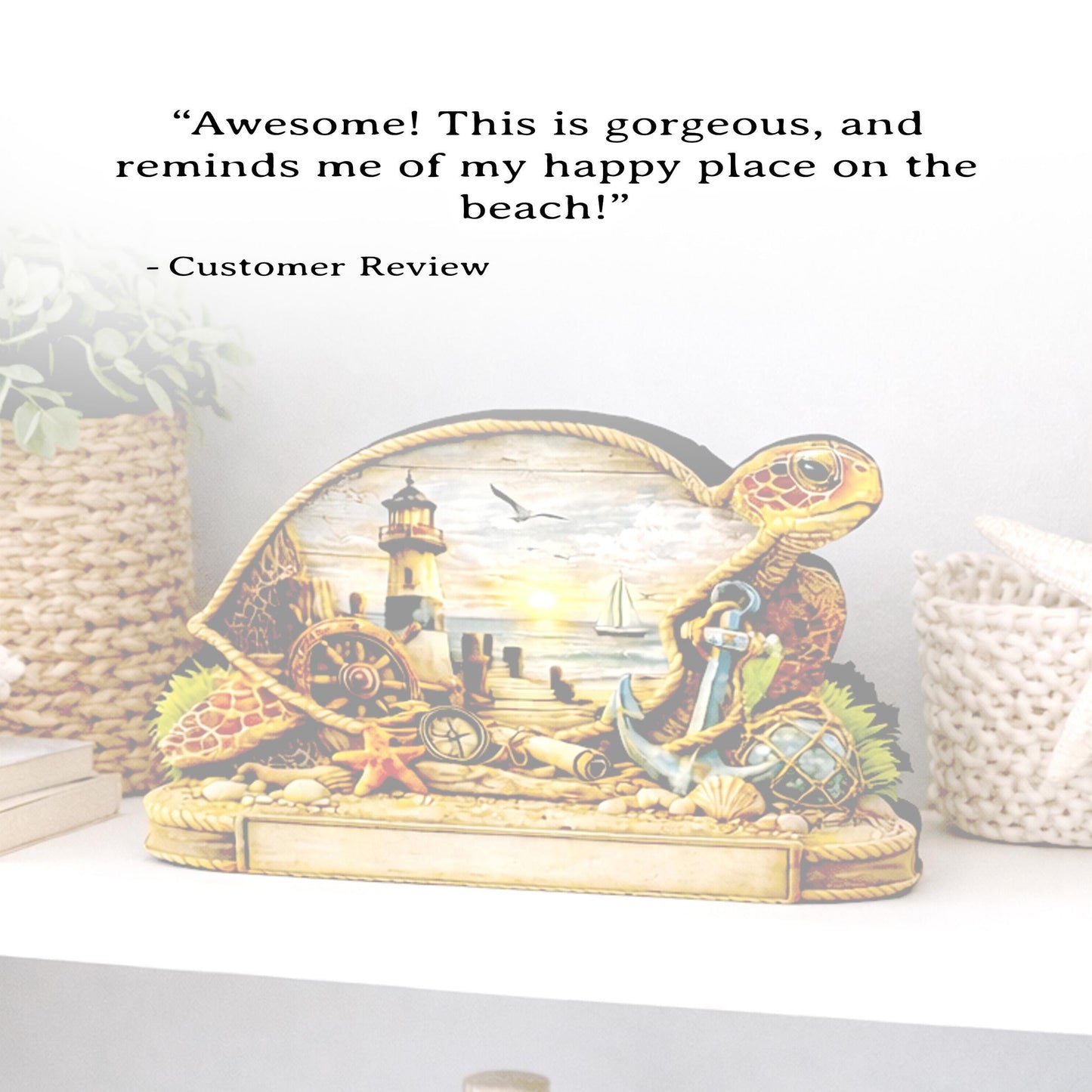 Personalized Sea Turtle Shelf Sitter, Nautical Beach Decor, Coastal Turtle Tabletop Sign, Beach House Keepsake, Mantle & Shelf Decor