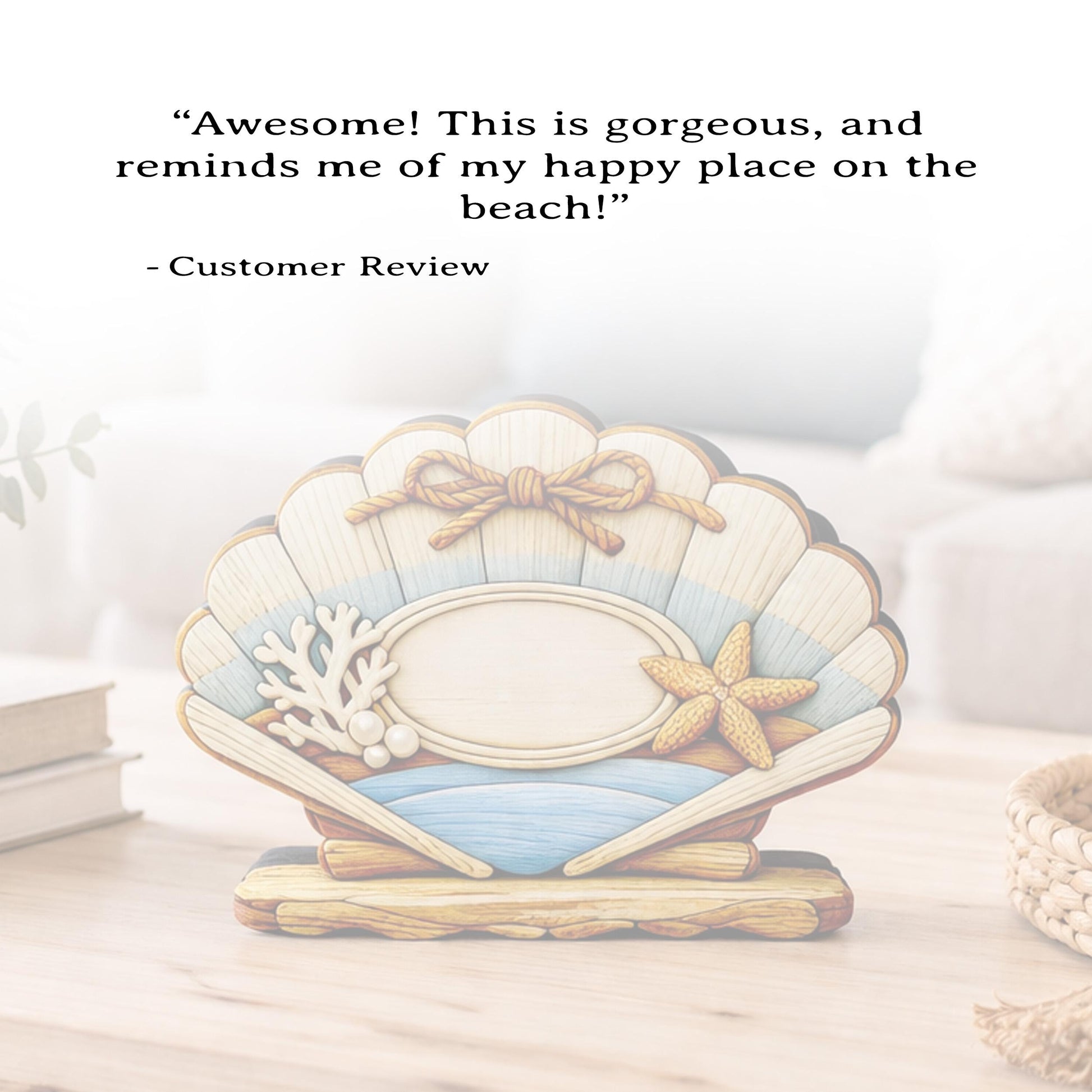 Personalized Scalloped Seashell Shelf Sitter, Nautical Beach Decor, Coastal Tabletop Sign, Beach House Keepsake, Shelf & Mantle Decor