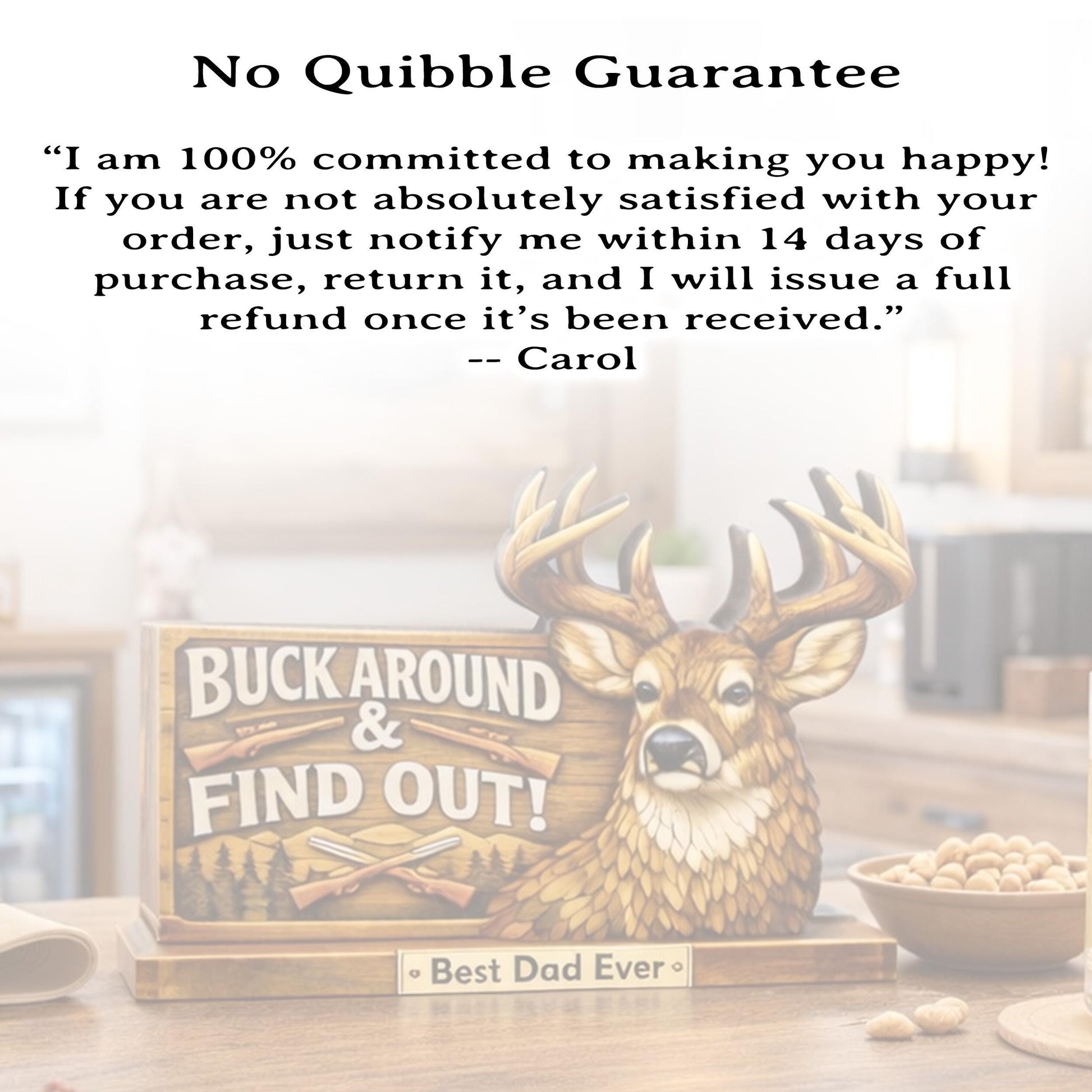 Personalized Deer Hunter Shelf Sitter, Best Dad Ever Gift, Buck Around and Find Out Decor, Rustic Hunting Cabin Sign