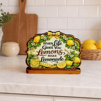 When Life Gives You Lemons Shelf Sitter Keepsake, Wooden Lemonade Sign, Summer Kitchen Decor, Farmhouse Lemon Sign, Inspirational Gift