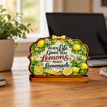 When Life Gives You Lemons Shelf Sitter Keepsake, Wooden Lemonade Sign, Summer Kitchen Decor, Farmhouse Lemon Sign, Inspirational Gift