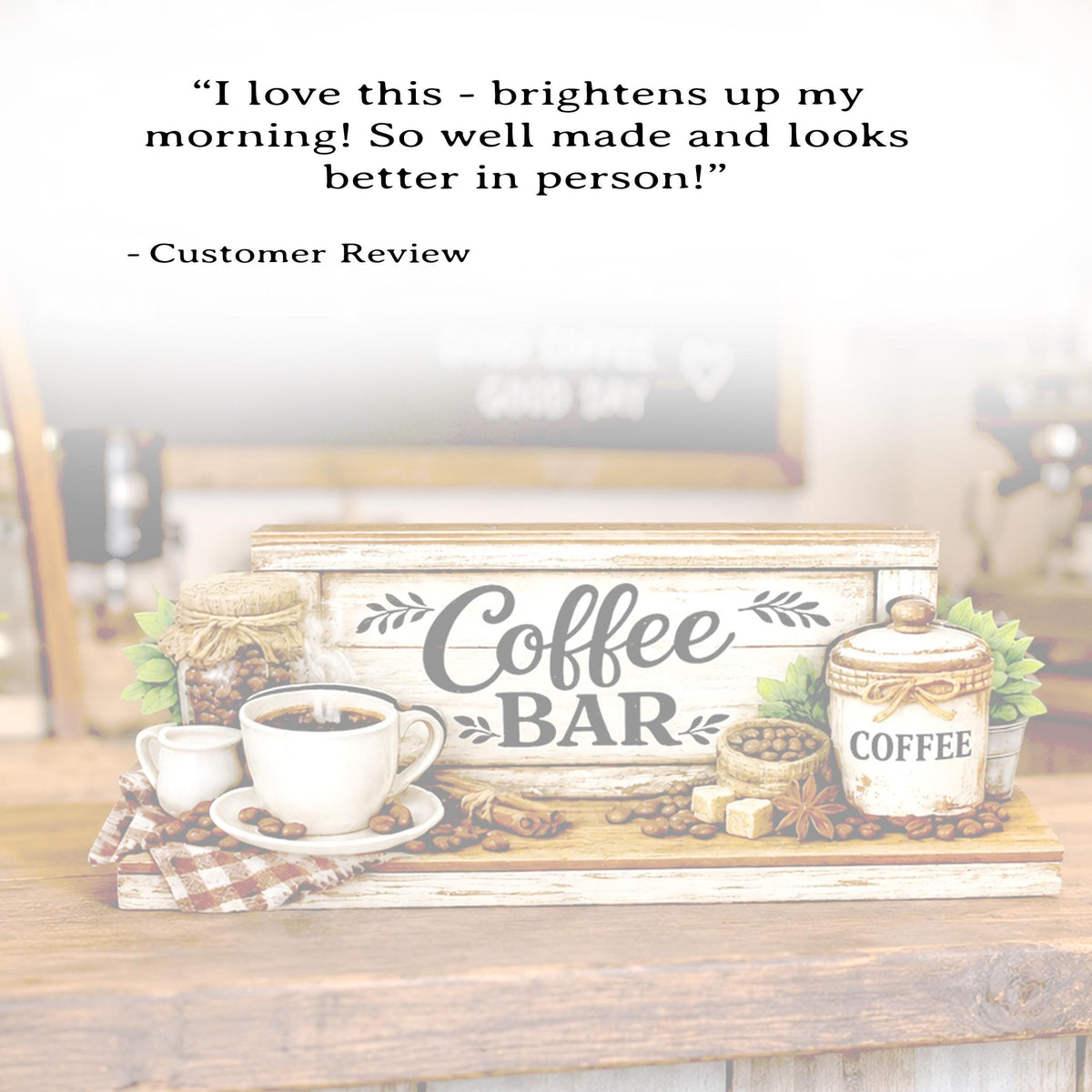 Personalized Coffee Bar Sign, Rustic Whitewashed Wood Decor, Tiered Tray Shelf Sitter, Coffee Station Centerpiece, Coffee Lover Gift Idea