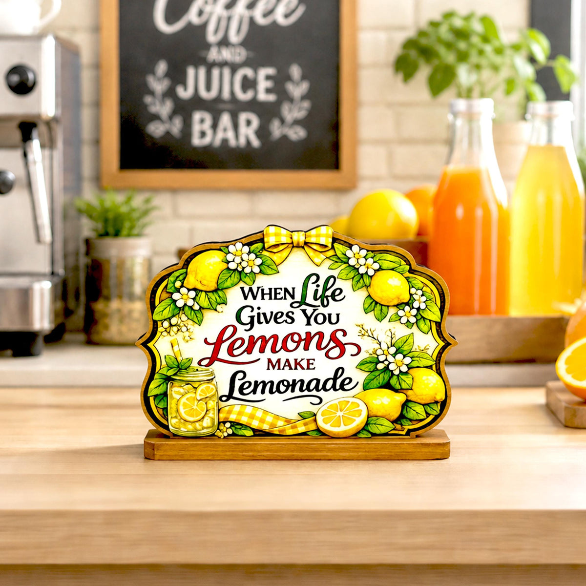 When Life Gives You Lemons Shelf Sitter Keepsake, Wooden Lemonade Sign, Summer Kitchen Decor, Farmhouse Lemon Sign, Inspirational Gift