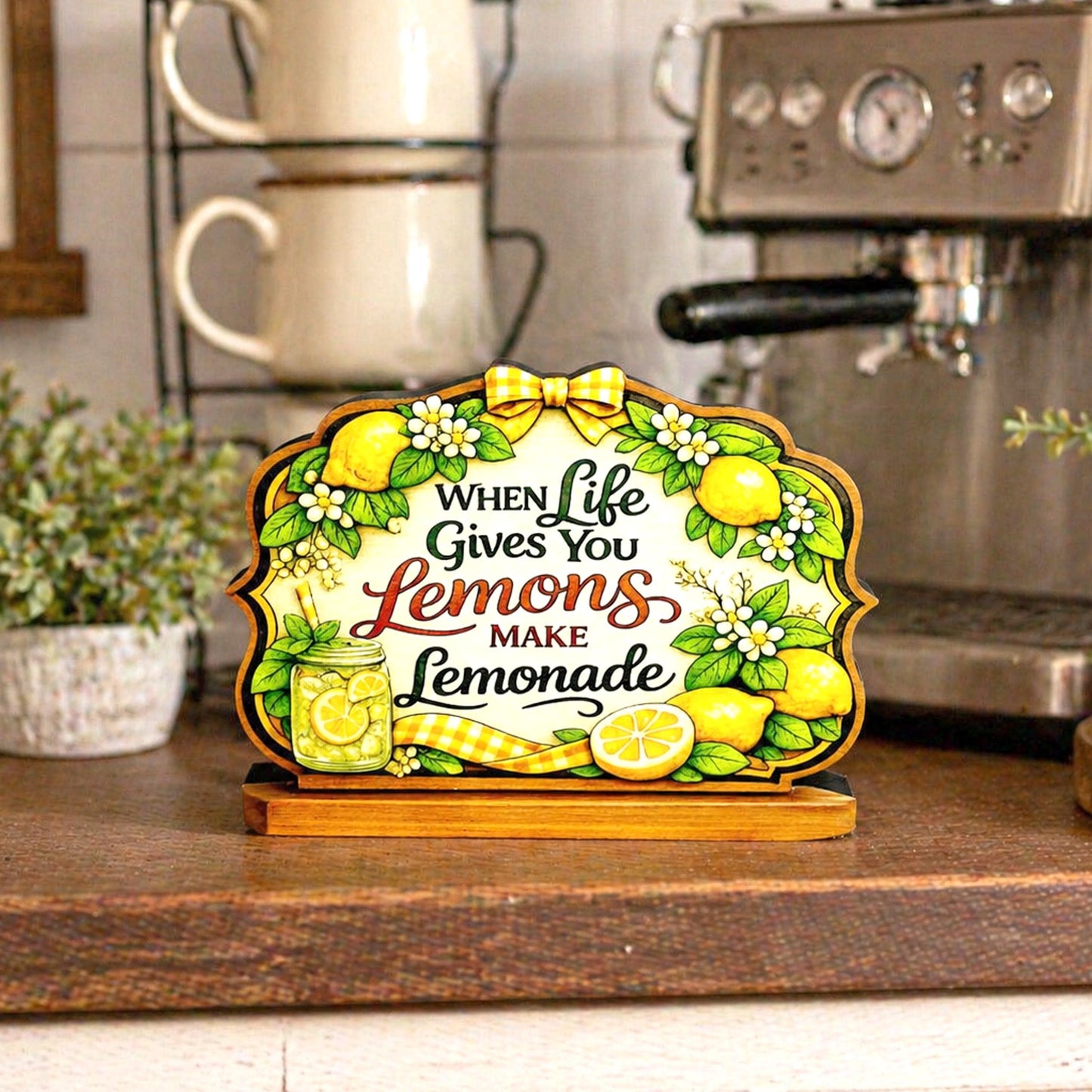 When Life Gives You Lemons Shelf Sitter Keepsake, Wooden Lemonade Sign, Summer Kitchen Decor, Farmhouse Lemon Sign, Inspirational Gift