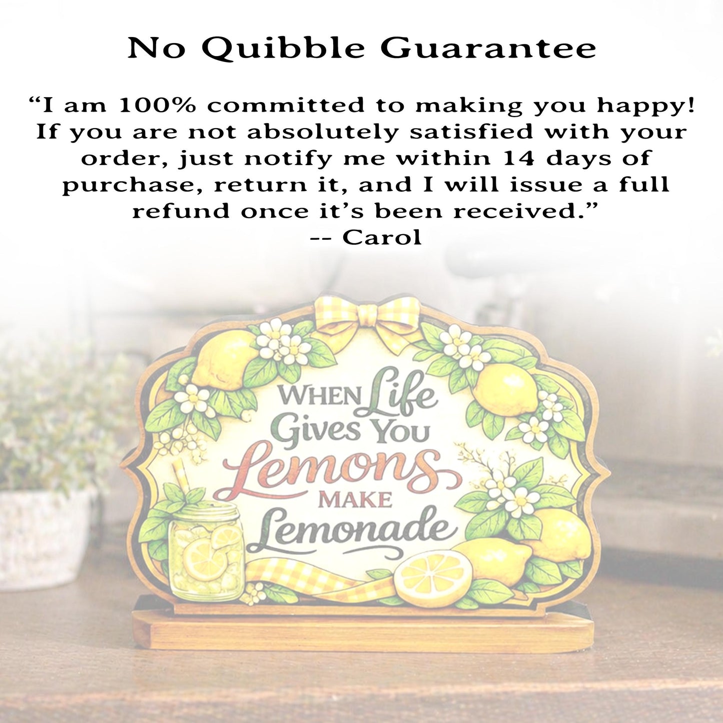 When Life Gives You Lemons Shelf Sitter Keepsake, Wooden Lemonade Sign, Summer Kitchen Decor, Farmhouse Lemon Sign, Inspirational Gift