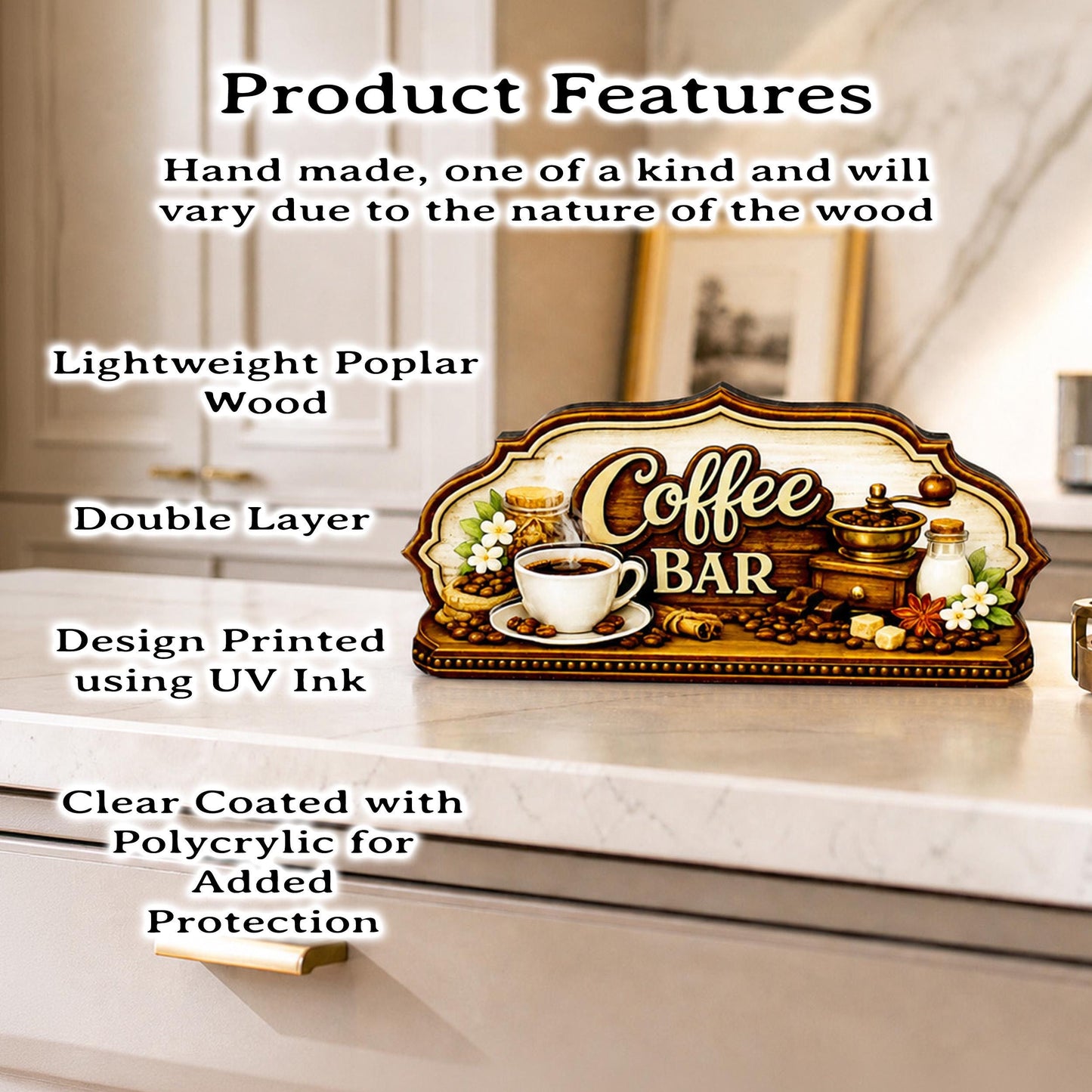 Coffee Bar Sign Shelf Sitter Keepsake, Wooden Coffee Lovers Decor, Coffee Station Sign, Kitchen Coffee Nook Decor, Gift for Coffee Lover