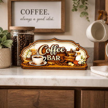 Coffee Bar Sign Shelf Sitter Keepsake, Wooden Coffee Lovers Decor, Coffee Station Sign, Kitchen Coffee Nook Decor, Gift for Coffee Lover