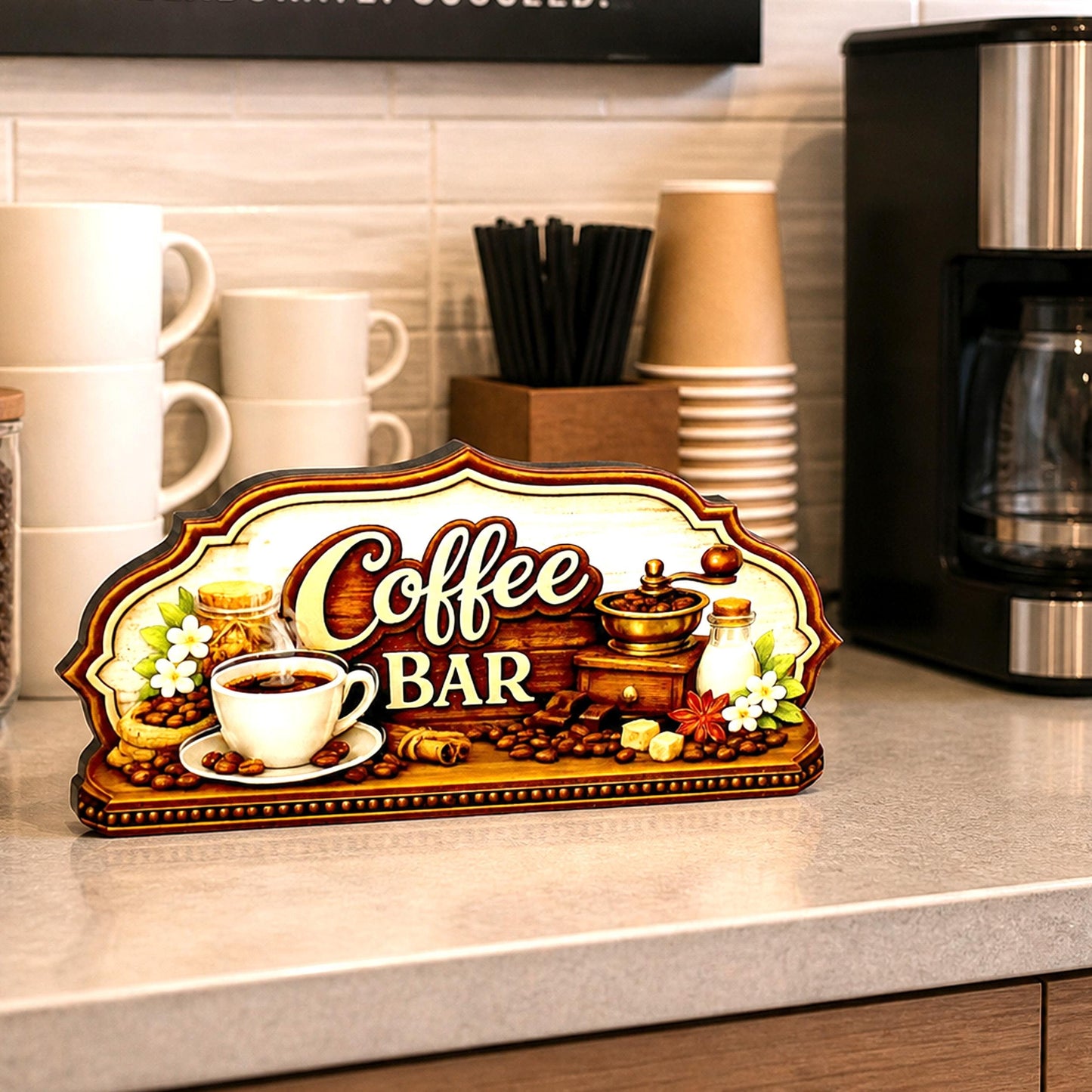 Coffee Bar Sign Shelf Sitter Keepsake, Wooden Coffee Lovers Decor, Coffee Station Sign, Kitchen Coffee Nook Decor, Gift for Coffee Lover