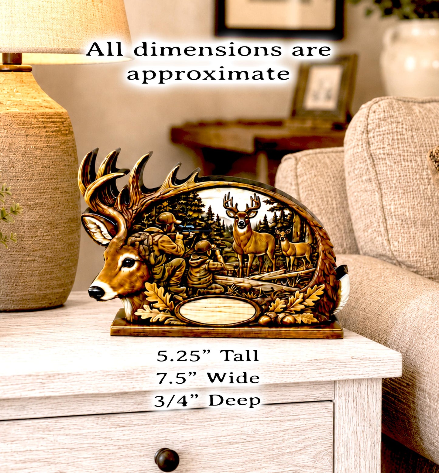 Personalized Father Son Deer Hunting Shelf Sitter, Rustic Buck Scene Tabletop Decor, Hunter Keepsake Gift for Dad, Mantle Decor