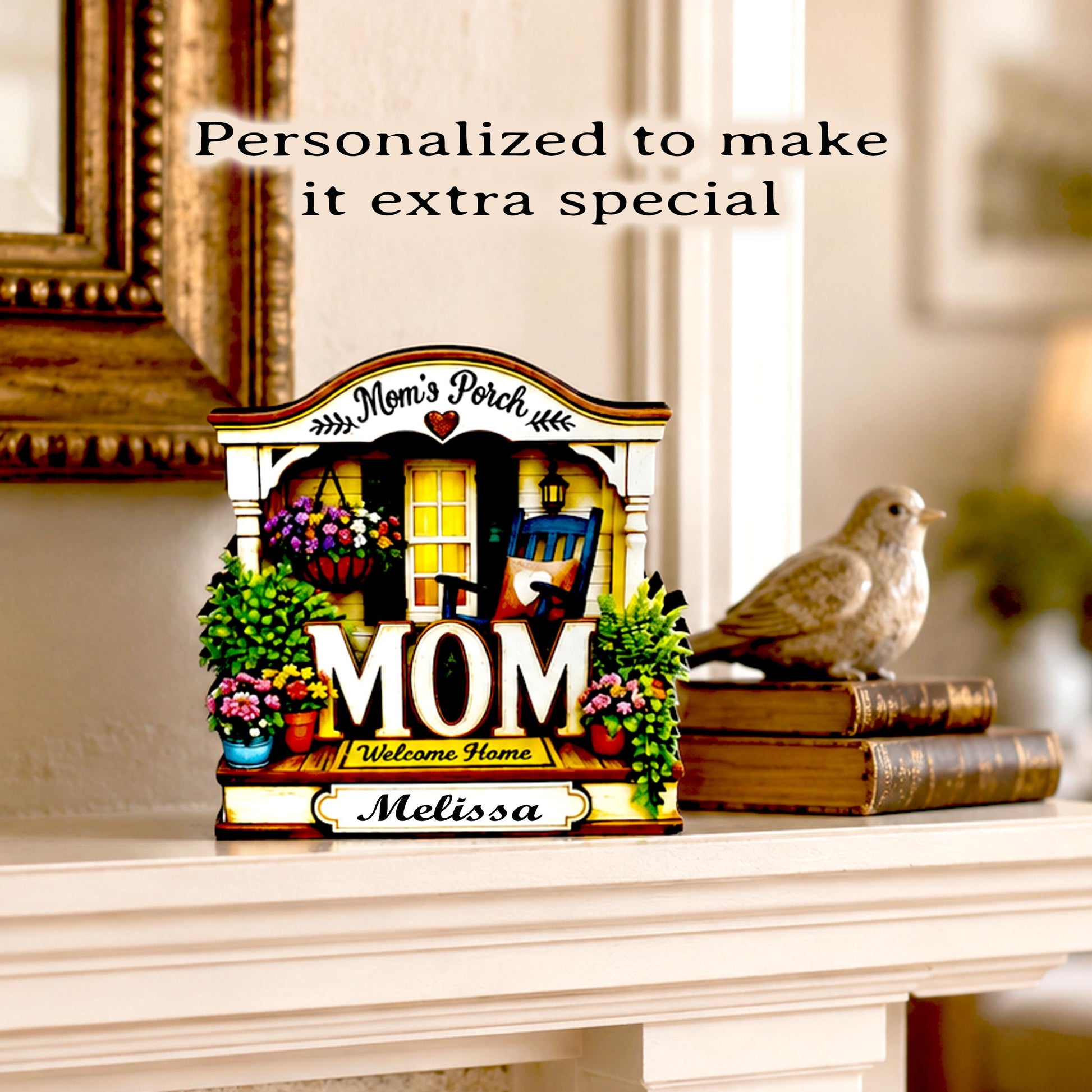 Mom's Porch Shelf Sitter, Welcome Home Wood Decor, Layered Tiered Tray Tabletop Sign, Mothers Day Gift, Personalized Keepsake Home Decor