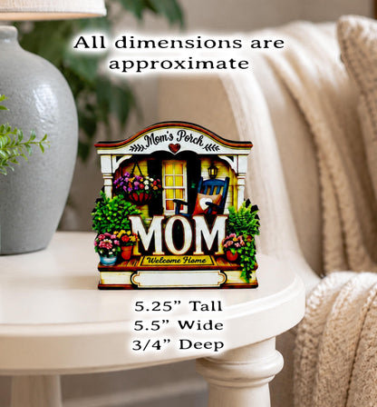 Mom's Porch Shelf Sitter, Welcome Home Wood Decor, Layered Tiered Tray Tabletop Sign, Mothers Day Gift, Personalized Keepsake Home Decor