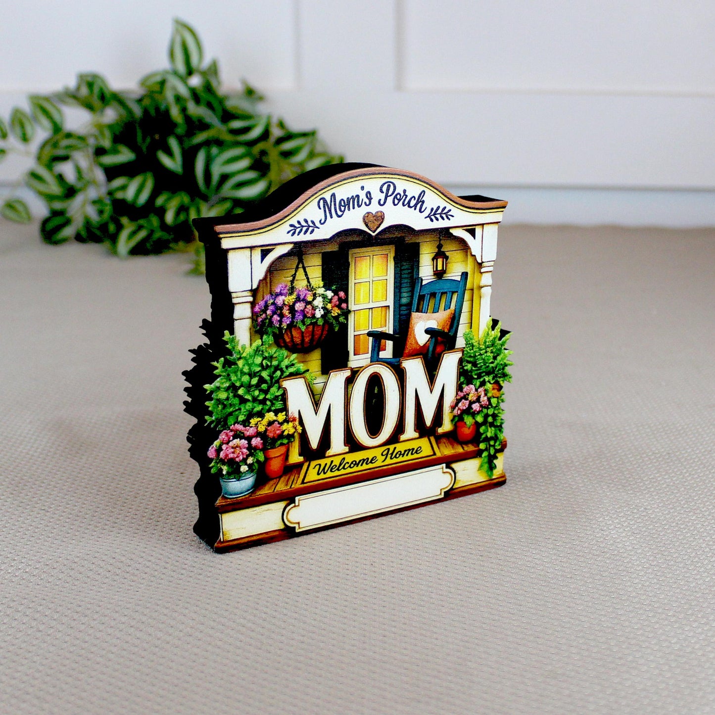 Mom's Porch Shelf Sitter, Welcome Home Wood Decor, Layered Tiered Tray Tabletop Sign, Mothers Day Gift, Personalized Keepsake Home Decor