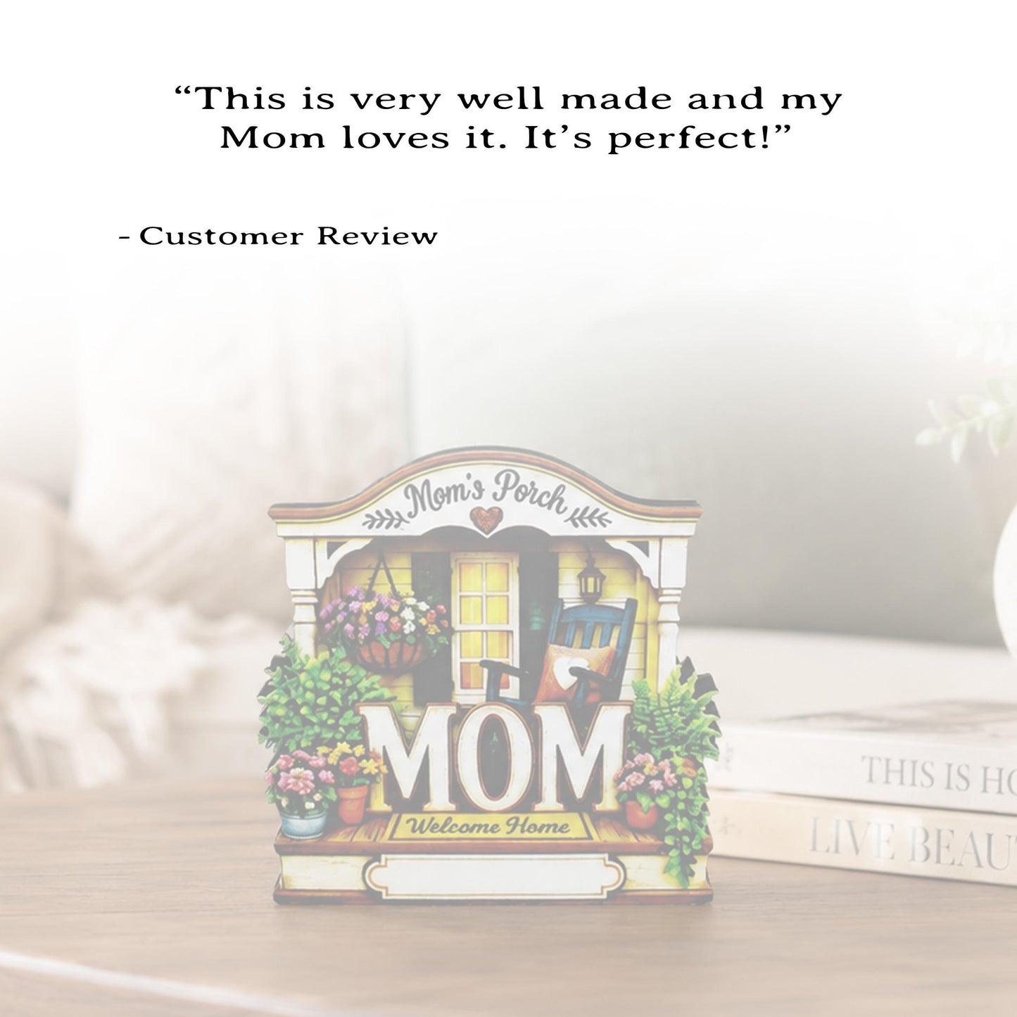 Mom's Porch Shelf Sitter, Welcome Home Wood Decor, Layered Tiered Tray Tabletop Sign, Mothers Day Gift, Personalized Keepsake Home Decor