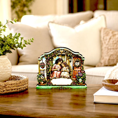Personalized Mother Daughter Porch Shelf Sitter, Cozy Cottage Garden Scene, Mantle or Tabletop Keepsake Gift for Mom or Daughter